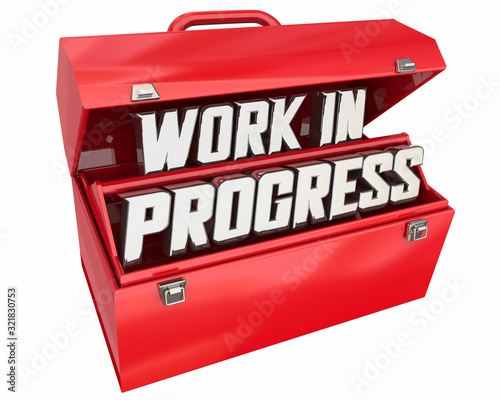 Canvas Print Work in Progress Under Construction Toolbox Words 3d Illustration