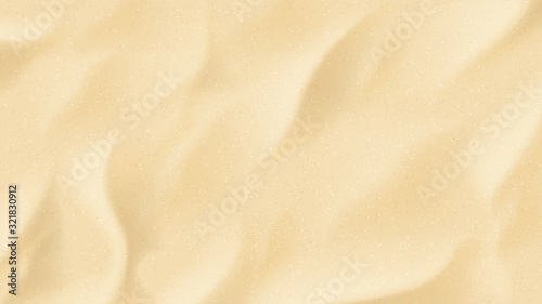 Realistic texture of beach sand. Vector illustration with top view on realist...