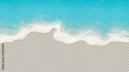 Top view of sea waves isolated on transparent background. Vector illustration with aerial view on realistic ocean or sea waves with foam. © Yaran