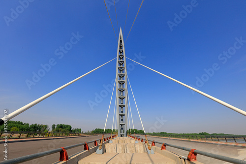 Construction landscape of steel beam cable-stayed cable