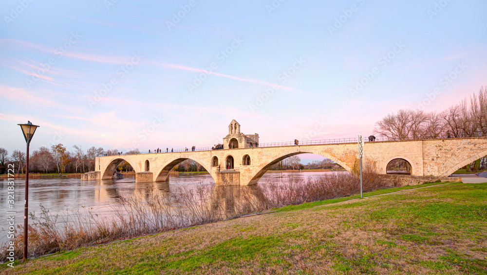 Historic Avignon Bridge on the Rhone River Avignon, France.