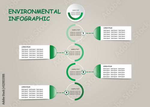 Environmental infographic template vector of four blank labels ready for your use