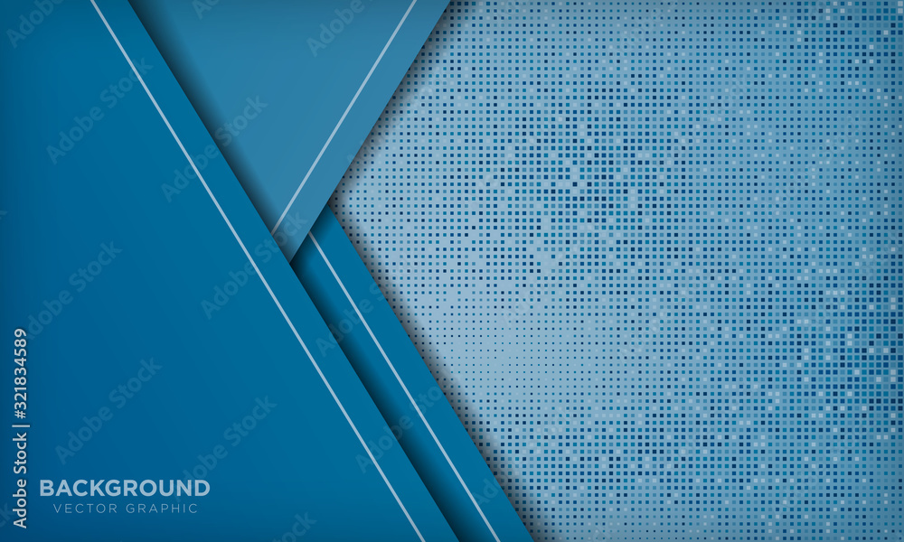 Obraz premium Modern blue background with overlap layer on blue square glitters element. Technology concept. Vector illustration.