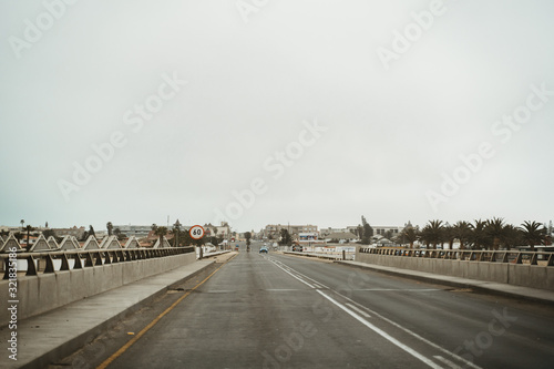 Swakopmund street along beach and Coast in Namibia