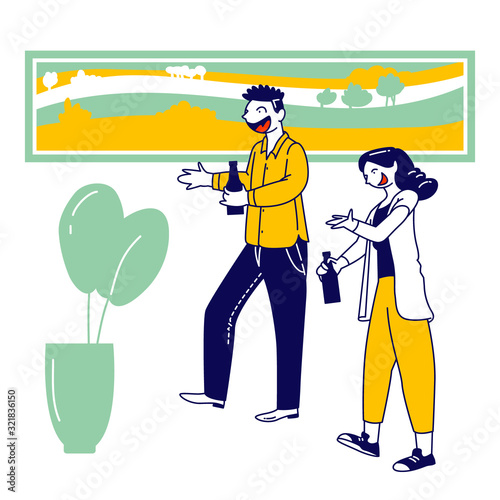 Happy Young People Feel Good, Communicate and Drinking Alcohol during Party. Human Identity Concept, Introversion and Extroversion Emotional Psychological Types Cartoon Flat Vector Illustration