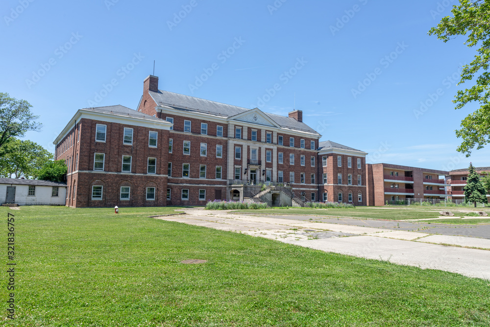 Old abandoned buildings on Governors Island, New York Old abandoned buildings on Governors Island, New York