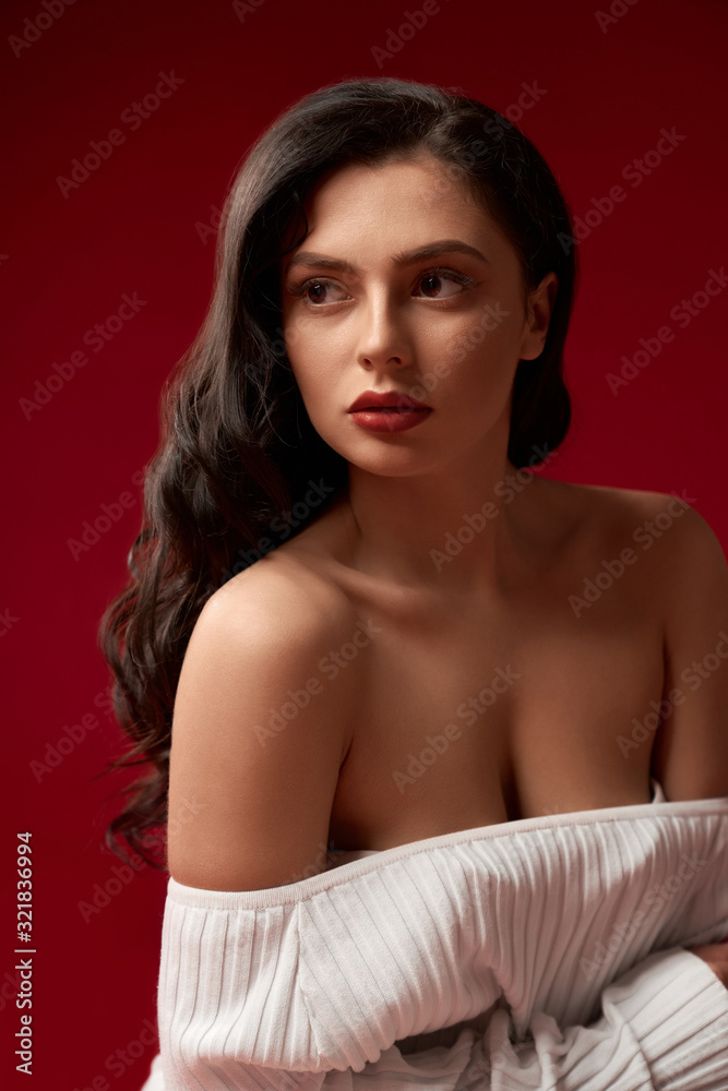 Fototapeta premium Portrait of model posing in sweater.
