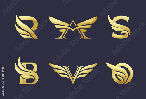 Monogram logo with wing element