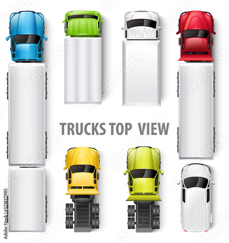 Trucks top view. Vector illustration