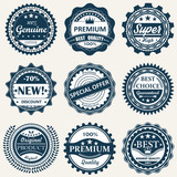 Collection of labels. Premium quality, guarantee badges. Vector illustration