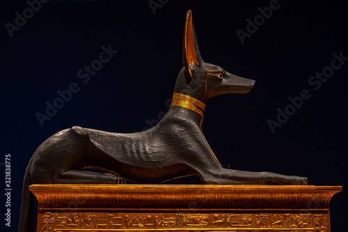 Canvas Print Madrid Spain03.02.2020. Plaster replica of the statue of Anubis