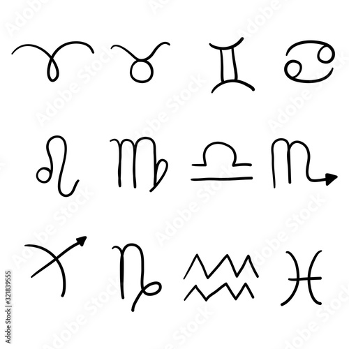 hand drawn zodiac for astrology horoscope symbol illustration.doodle style