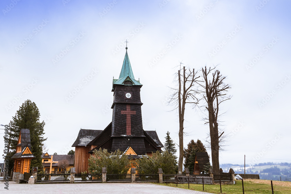 Wooden building of a church in Tatra Mountains in Poland.