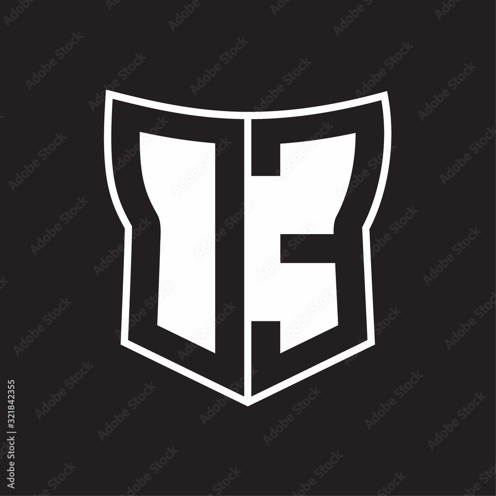 DE Logo monogram with negative space abstract shield shape design template on black background DE Logo monogram with negative space abstract shield shape design template on black background