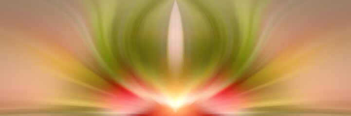 Abstract energy flower. Red and green background for text: yoga, aura, magic, hypnosis, meditation, dream, lotus, harmony. Mandala, esoteric - concept.