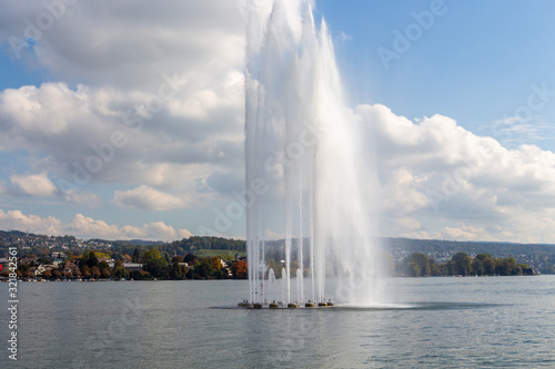 Water fountain on the Zurich lake, Switzerland photo