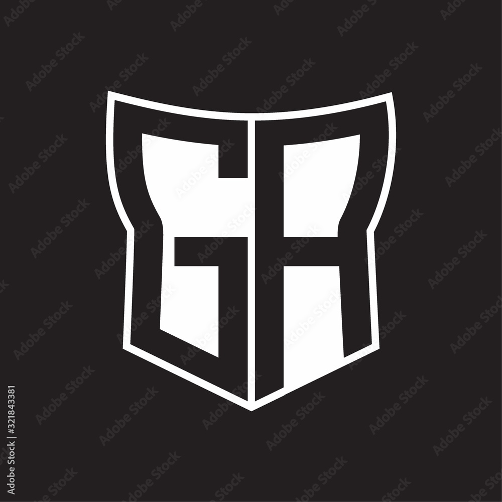 GA Logo monogram with negative space abstract shield shape design template on black background GA Logo monogram with negative space abstract shield shape design template on black background