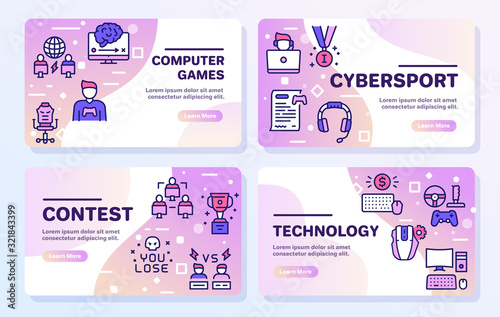 Esport color linear vector icons set.