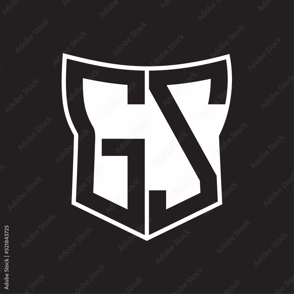 GS Logo monogram with negative space abstract shield shape design template on black background GS Logo monogram with negative space abstract shield shape design template on black background