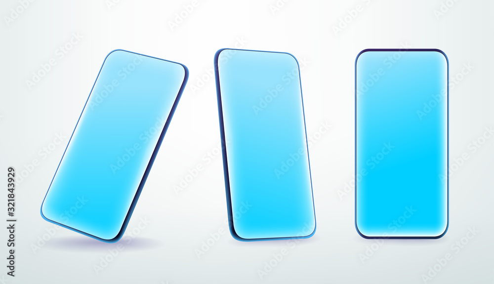 Modern smartphone layered vector mock-up in trendy 3d comic style. Place your content into the blank screen Modern smartphone layered vector mock-up in trendy 3d comic style. Place your content into the blank screen