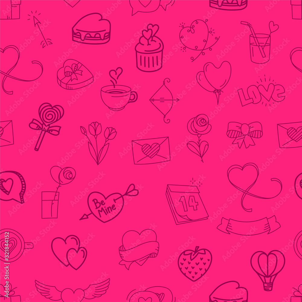 Valentines day elements seamless background Valentines day elements seamless background