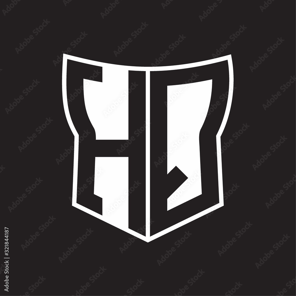 HQ Logo monogram with negative space abstract shield shape design template on black background HQ Logo monogram with negative space abstract shield shape design template on black background