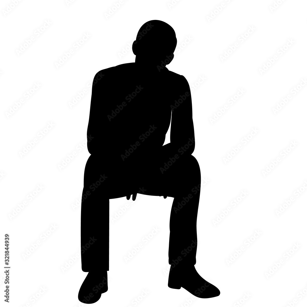 black silhouette man, guy sitting