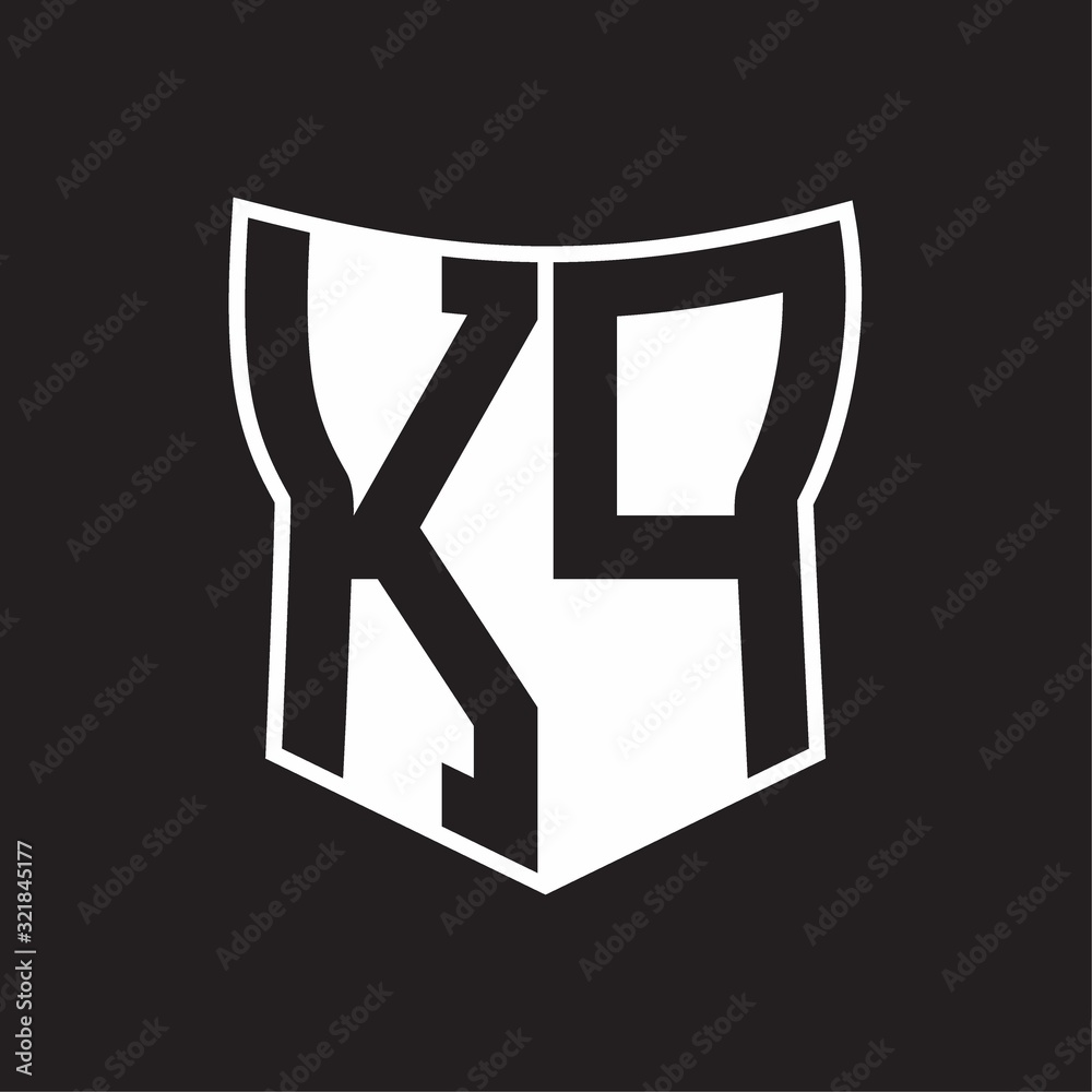 KP Logo monogram with negative space abstract shield shape design template on black background KP Logo monogram with negative space abstract shield shape design template on black background