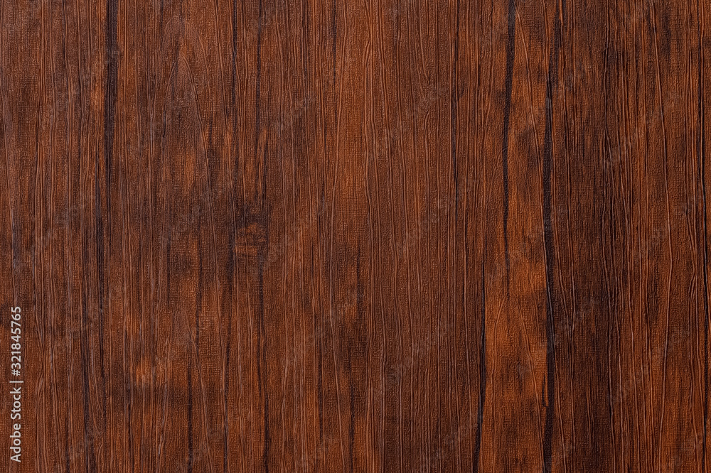 Fototapeta premium Seamless dark brown wooden board texture background with vignette