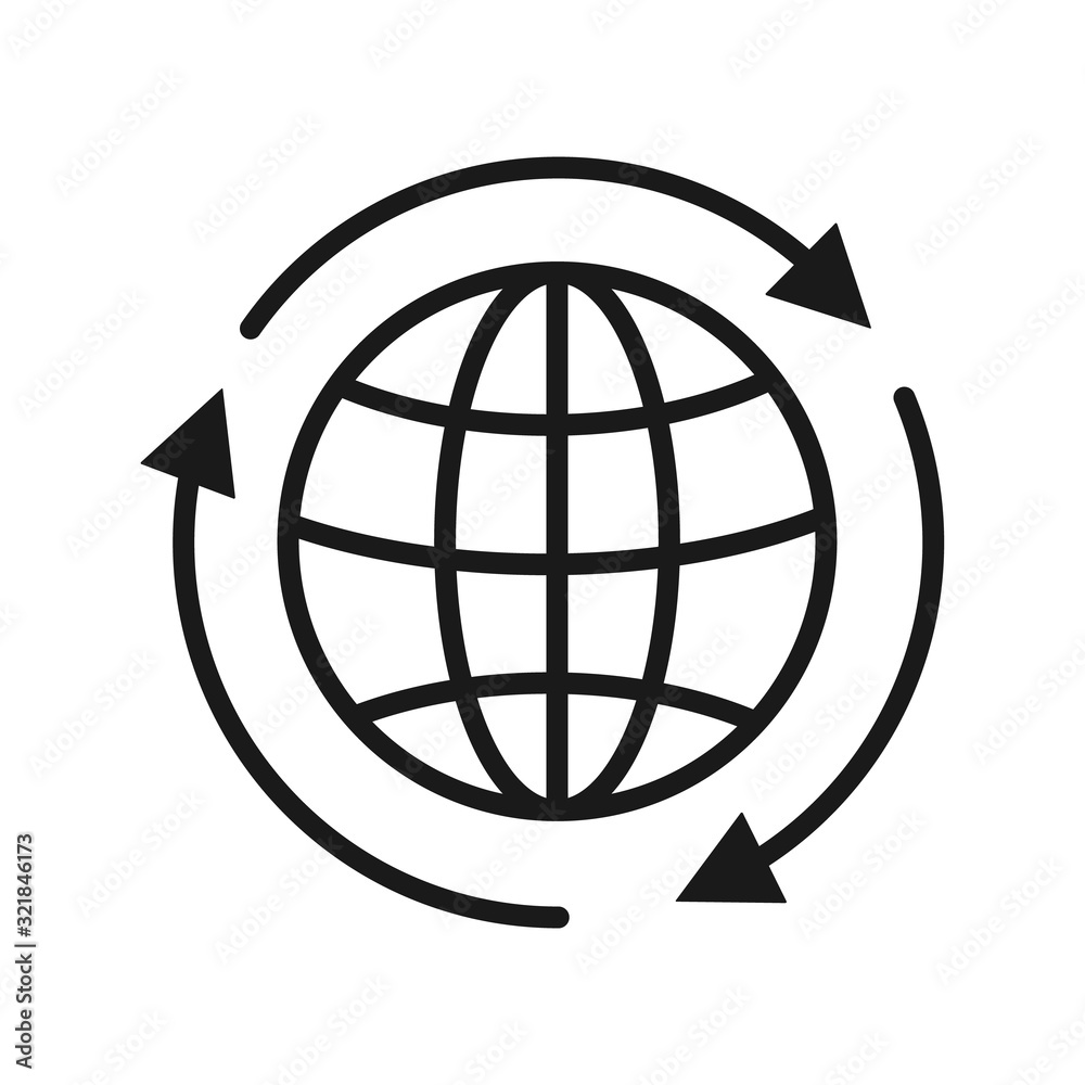 Globe with arrows vector icon Globe with arrows vector icon