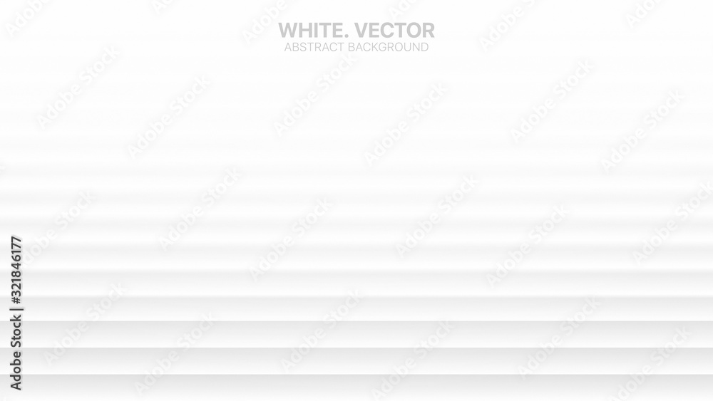 Minimalist White Abstract Background 3D Vector Blurred Structure. Conceptual Futuristic Technology Wide Wallpaper. Light Colorless Empty Surface Illustration. Clear Blank Subtle Business Backdrop