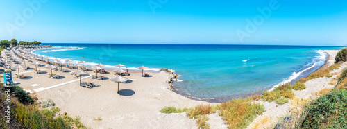 Panoramic view of beach near ancient city of Kamiros (Rhodes, Greece)