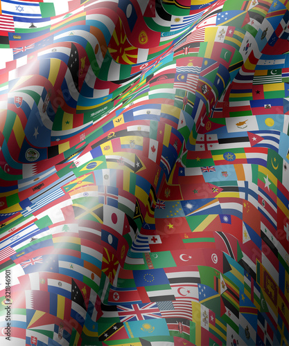 set of wave flags of all countries in illustration
