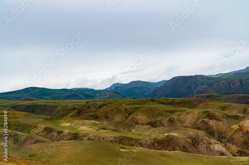 Background image of a mountain landscape. Russia, Siberia, Altai