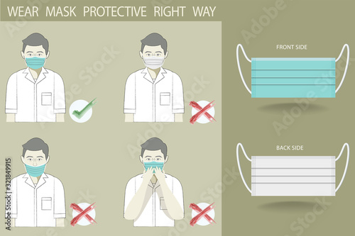 vector male nurse correct use dust mask protective