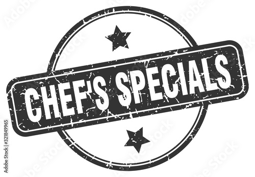 chef's specials stamp. chef's specials round vintage grunge sign. chef's specials