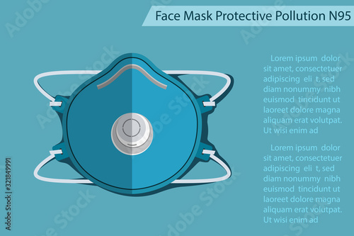 Protective face mask N95 isolate with shadow vector protect polloution concept