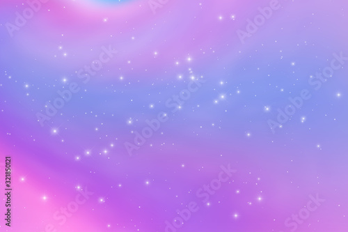 Abstract galaxy illustration with stars and nebula. Fantasy, celestial, sci-fi or futuristic background. Soft, pastel colors of pink, blue and purple.