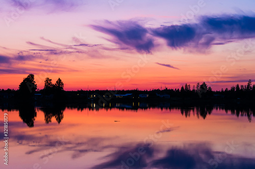 Sunset on lake