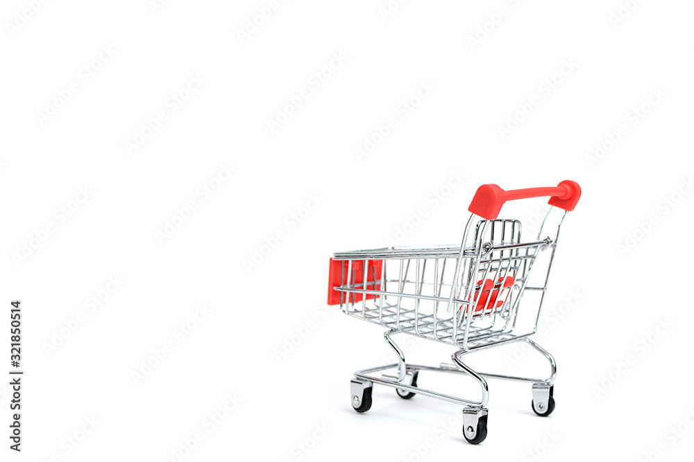 Supermarket cart isolated on white background.