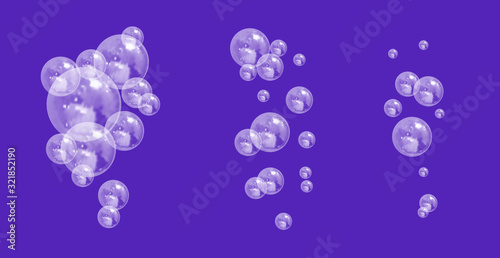 Vector Realistic Underwater Breath Bubbles, Isolated Foam, Light 3D Spheres.