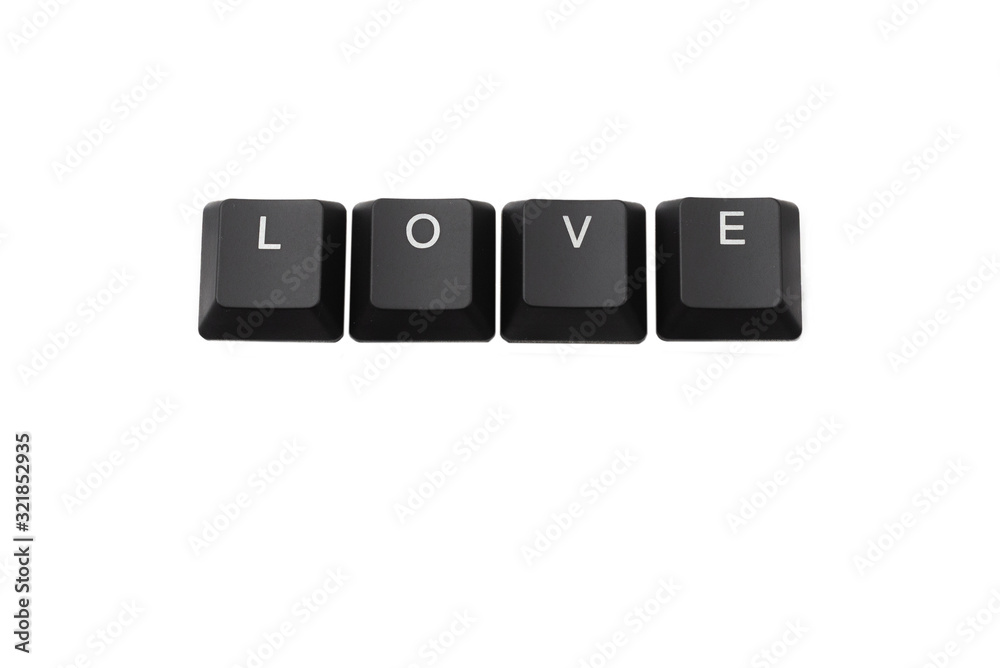 Word love written on keyboard.