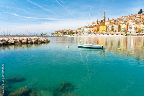 View on colorful town of Menton  Provence-Alpes-Cote d Azur  France