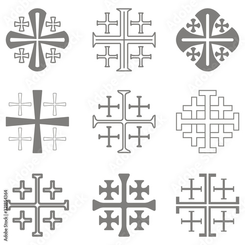 vector set with Jerusalem cross