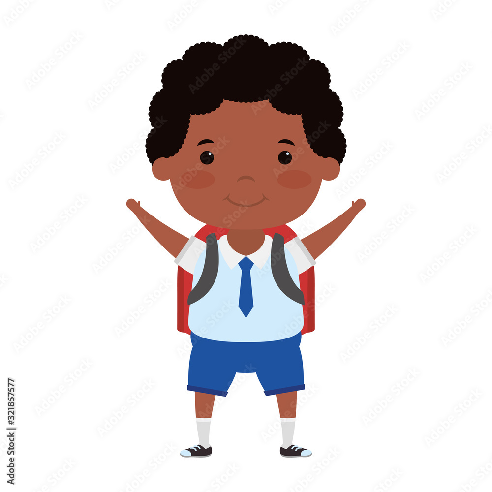 cute afro student boy character