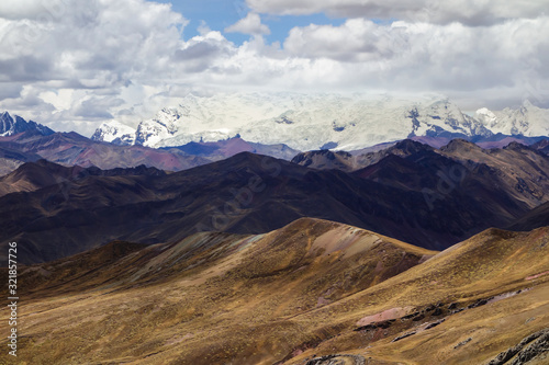 View to Ausangate, on Palccoyo (Palcoyo) rainbow mountains, Cusco/Peru.