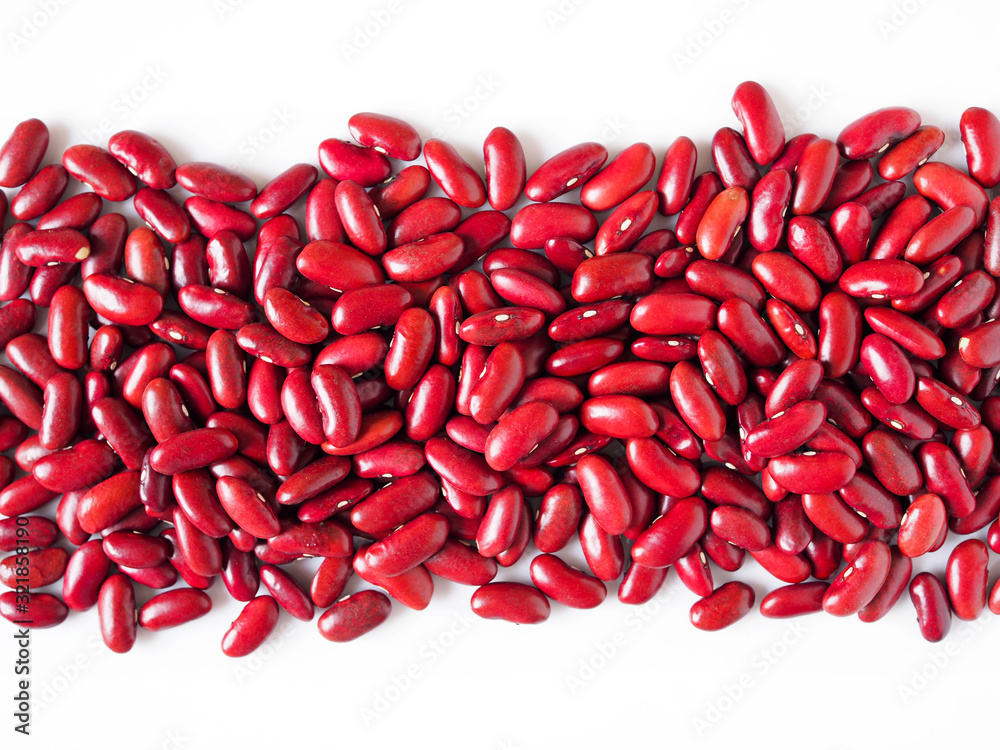 Banner backdrop with whole grains, red beans with copy space for design isolated on white background. Banner backdrop with whole grains, red beans with copy space for design isolated on white background.