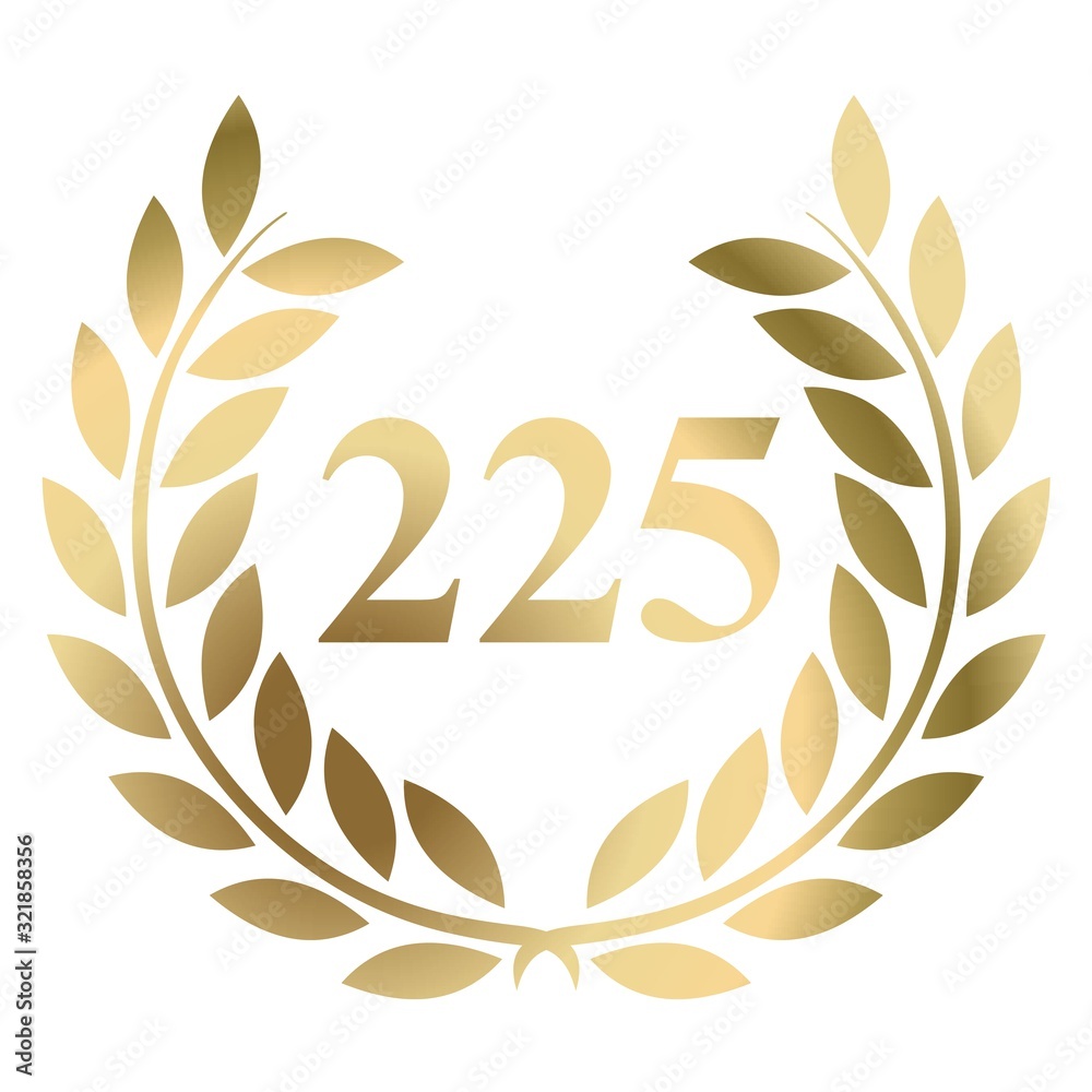 225th birthday gold laurel wreath vector isolated on a white background 225th birthday gold laurel wreath vector isolated on a white background