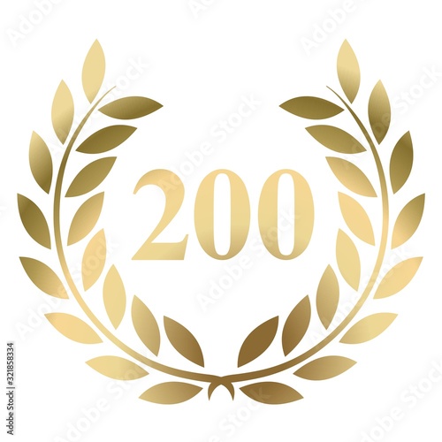 200th birthday gold laurel wreath vector isolated on a white background 