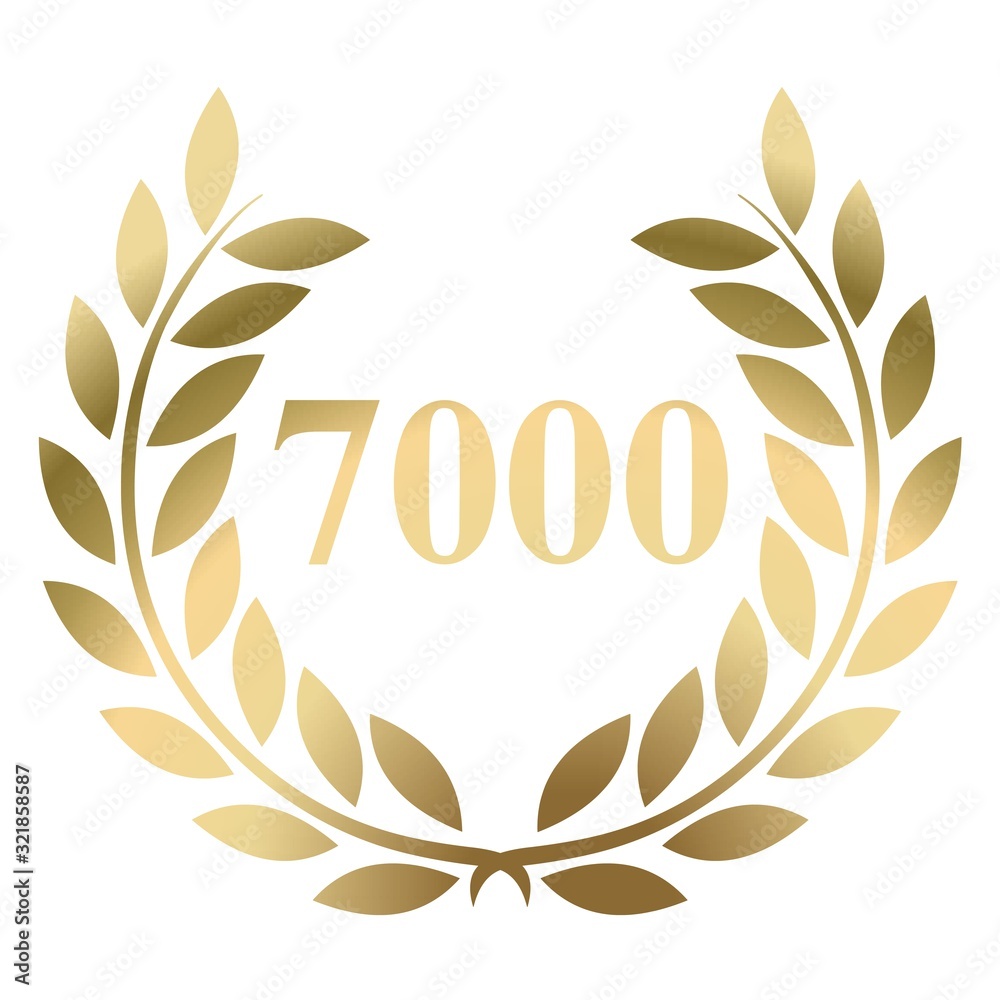 7000th gold laurel wreath vector isolated on a white background 